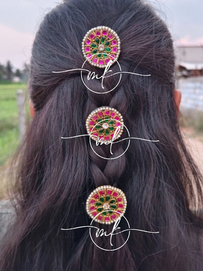 Spire PINK Kundan Hair Brooch Return gift Combo