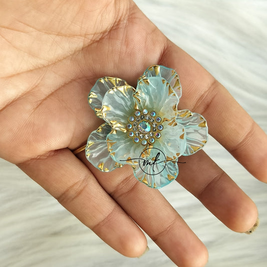 Blue Floral Premium hair ties