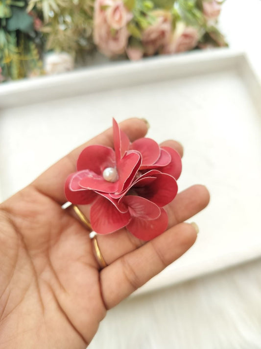 Red Hydra Rose Floral Alligator clip