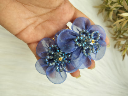 Blue Organza Floral Baratte Clip