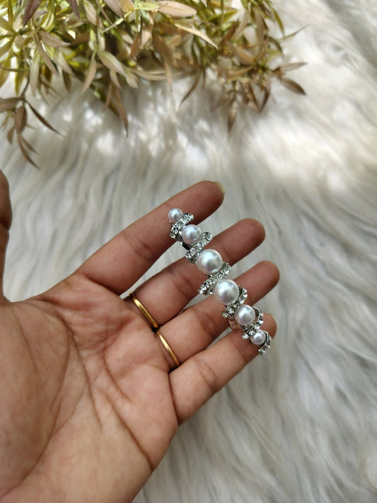 Silver pearl Metal Buckle Clip - Medium Size
