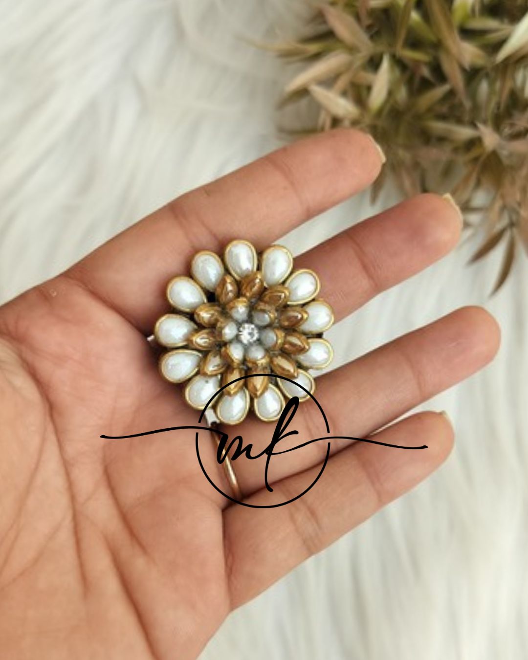 White Kundan Hair Ties/ Hair Brooch