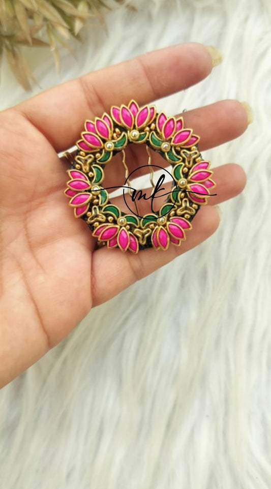 Dark pink Lotus Hair Brooch
