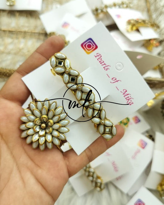 Kundan Hair Brooch/Hair ties/Centre clip- Combo