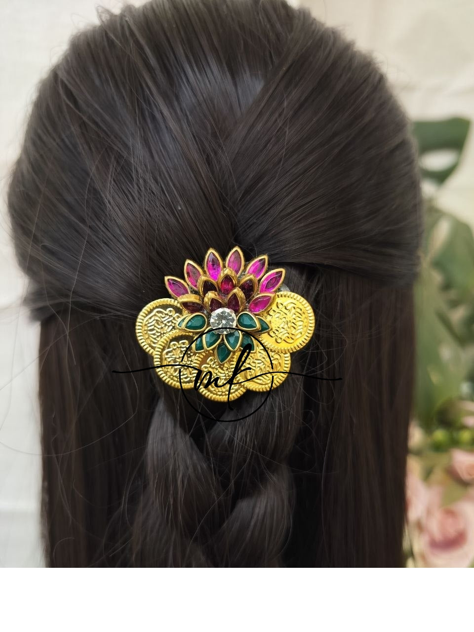CIMA Lotus Kundan Hair Brooch Return gift Combo - mix of colours