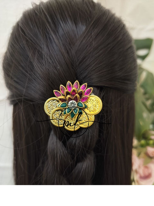 CIMA Lotus Kundan Hair Brooch Return gift Combo - mix of colours