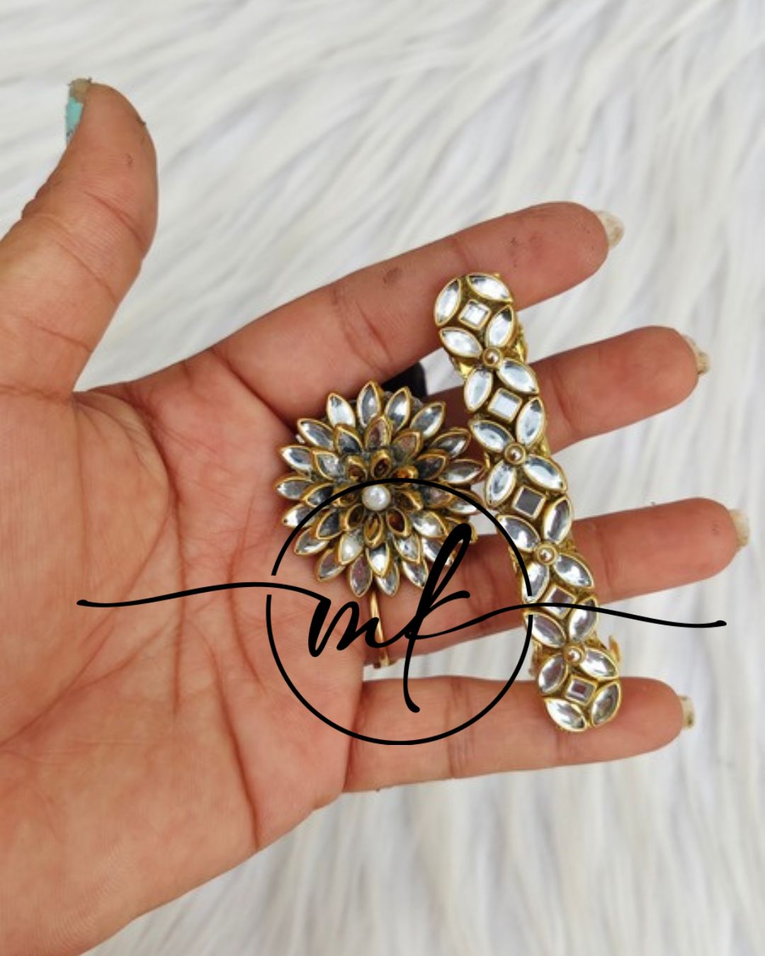 Kundan Hair Brooch/Hair ties/Centre clip- Combo