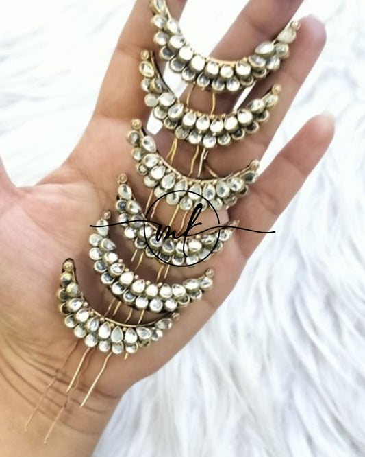 Cresent Moon SILVER Hair Brooch