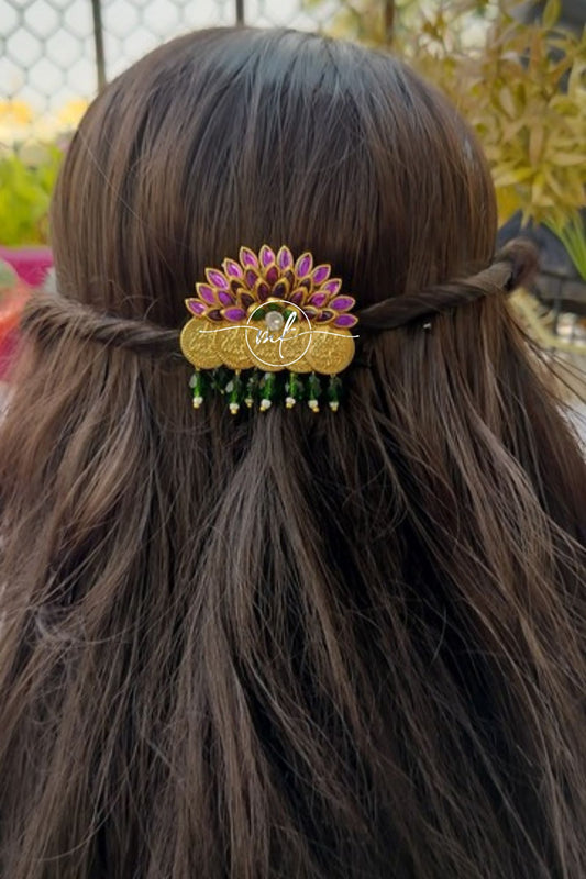 Purple coin Hair Brooch