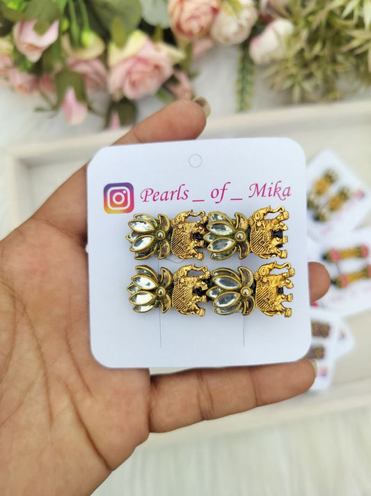 Lotus Elephant Alligator Clip - 1 pair