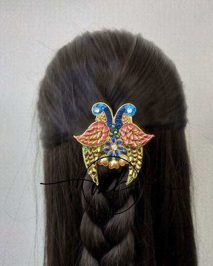 Peacock blue + pink + Green Parrot Hair Accessories