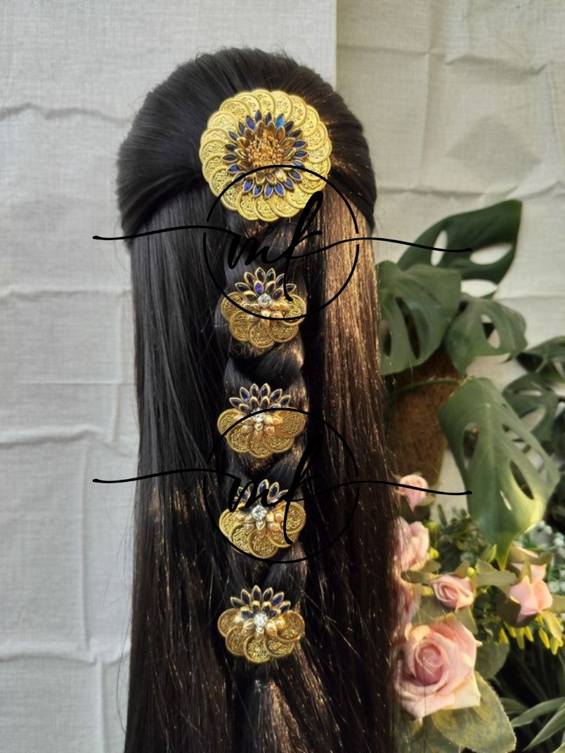 CIMA Blue Lotus Hair Braid Brooch - Set of 5 piece Combo