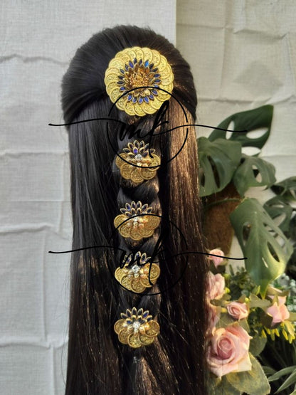 CIMA Blue Lotus Hair Braid Brooch - Set of 5 piece Combo