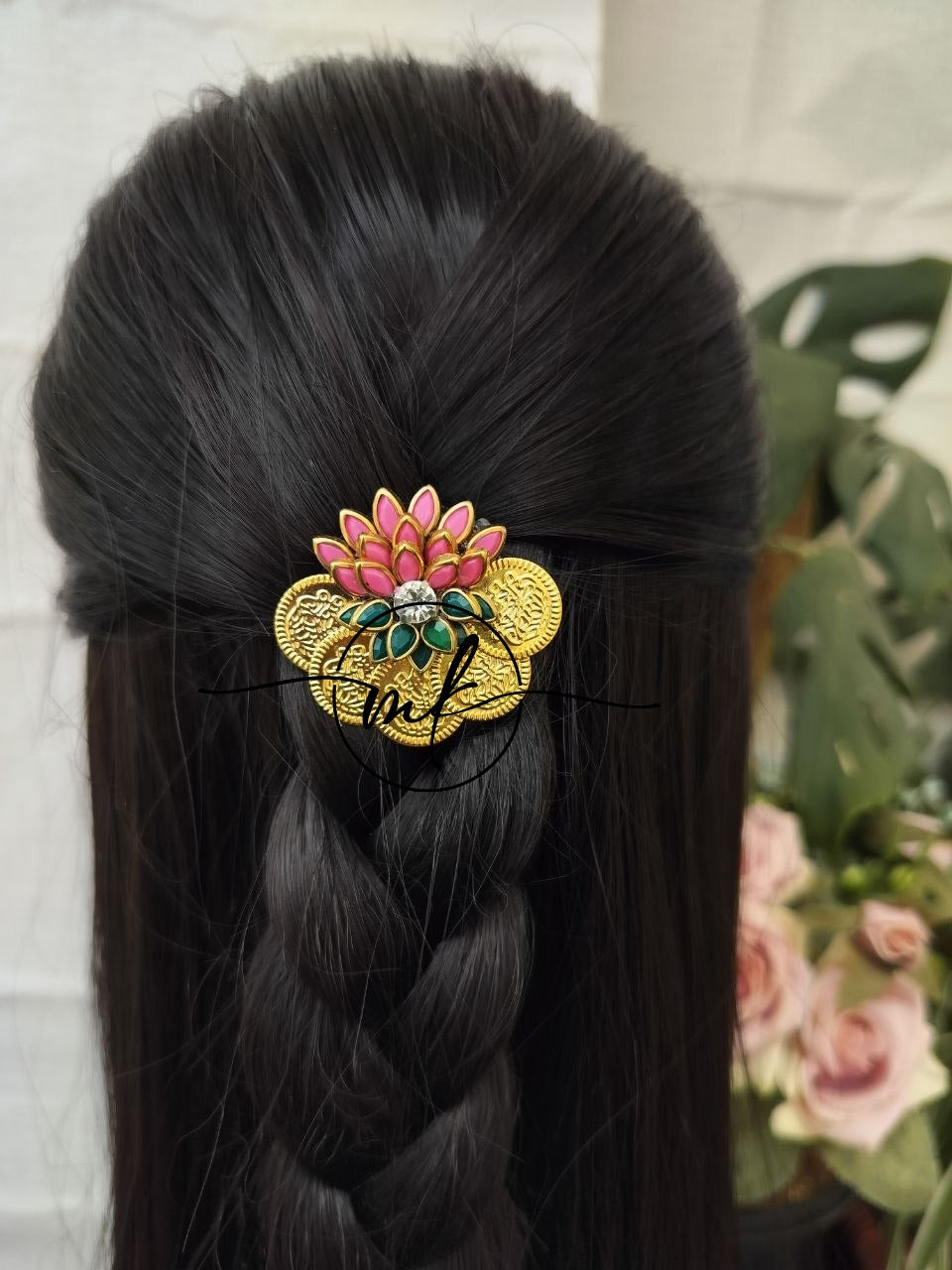 CIMA Lotus Kundan Hair Brooch Return gift Combo - mix of colours