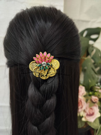CIMA Lotus Kundan Hair Brooch Return gift Combo - mix of colours