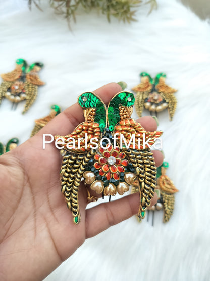 Orange Green Parrot Hair Accessories