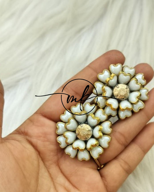 White Kundan Hair Ties/Hair Brooch