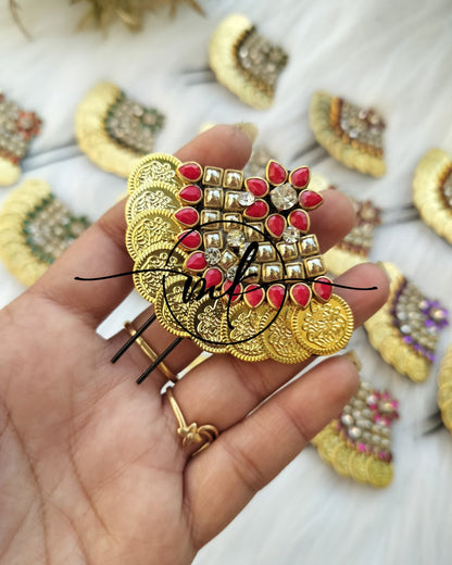 HORA Kundan Hair Brooch Return gift Combo - Mix of colour