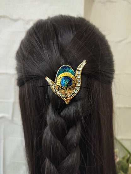 Peacock feather V03 Hair Brooch - Small size - 1 piece
