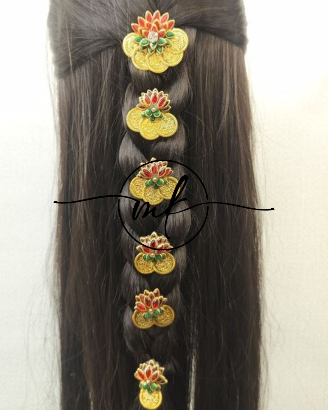 CIMA + CIKA Red Lotus Hair brooches - 6 Piece as per Picture