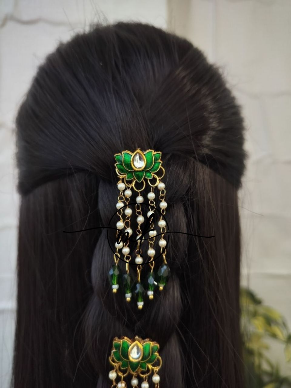 ARVI Green 1Lotus Hair Brooch - 1 piece