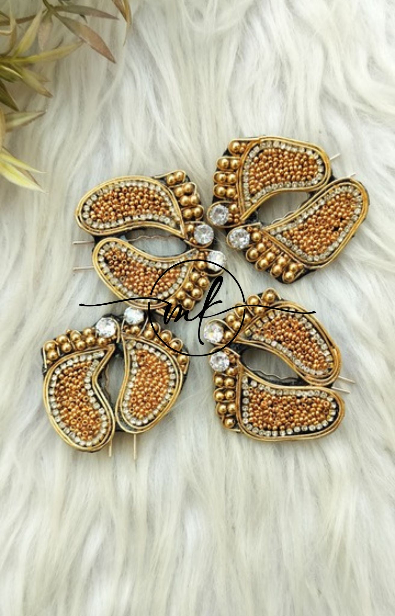 Golden Baby Feet Hair Brooch - 2 inch each - set of 4