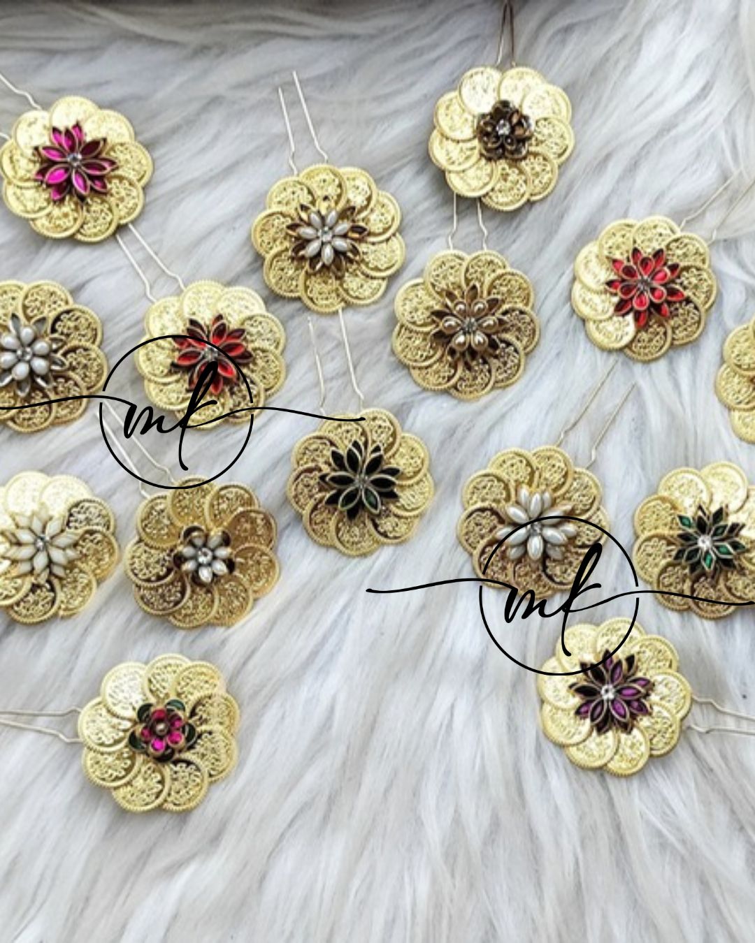 Cira Coin Hair Brooch - Return Gift Set of 12 - Assorted colours and Designs