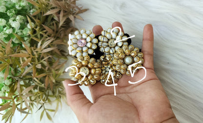 White Gold Kundan Hair Brooch
