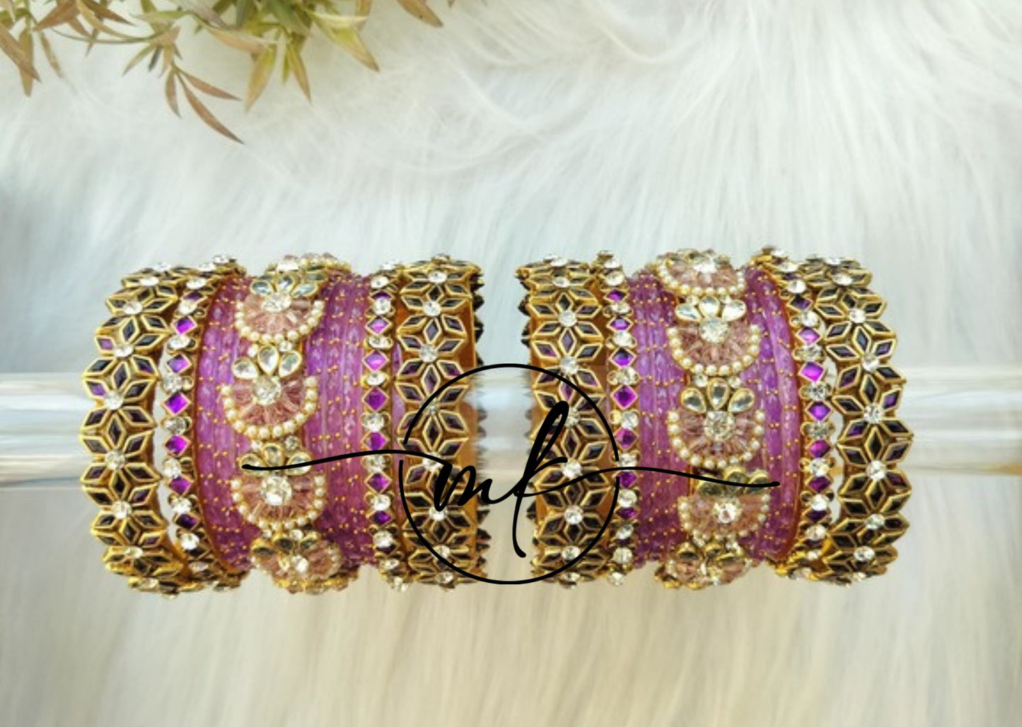 ARALI Purple Bridal kundan Bangle set