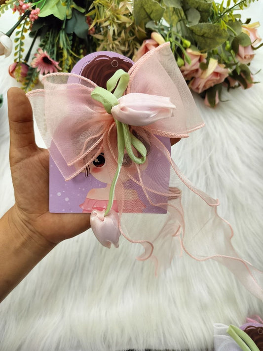 Peach Tulip LongTail Bow Alligator clip