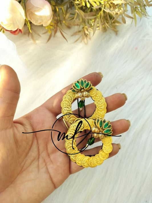 NIRA Green Lotus Hair Brooch