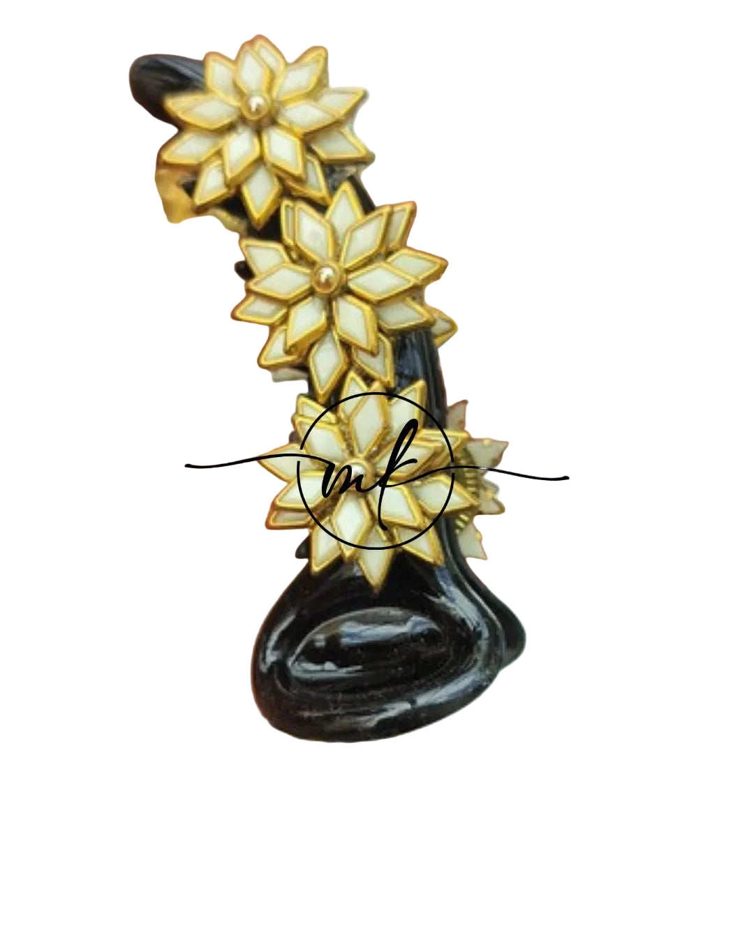 White Kundan Banana clip - V type