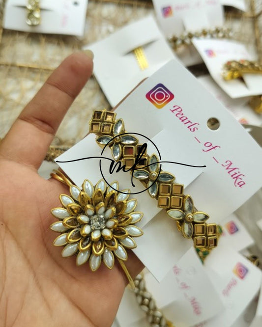 Kundan Hair Brooch/Hair ties/Centre clip- Combo