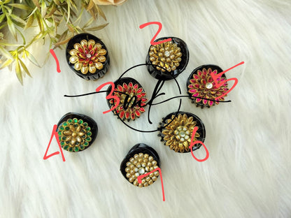 Flower Kundan Hair Claw