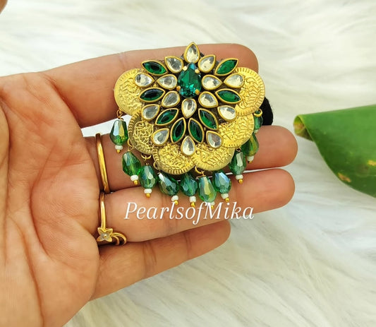 Timple Green Coin Hair Tie/ Hair Brooch