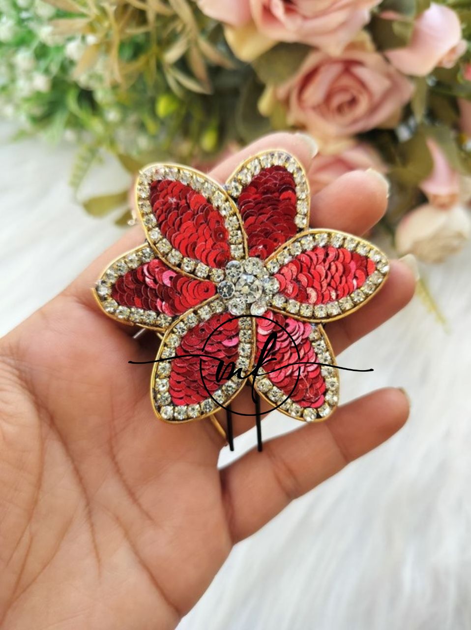 Bloom RED LILY Hair Brooch