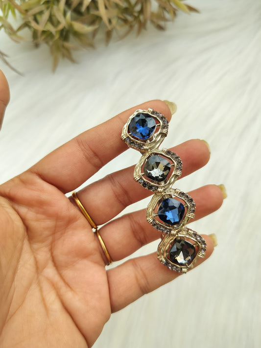 Black Blue Crystal Baratte Clip