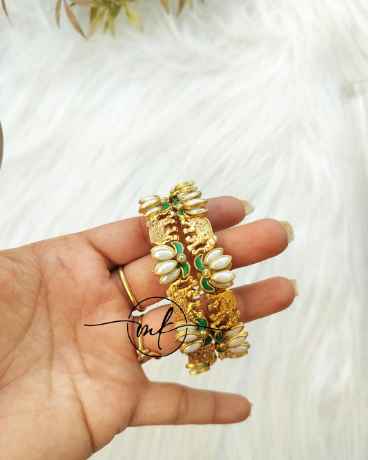 White Elephant kundan Bangle set