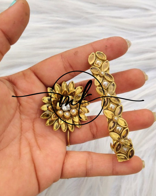 Kundan Hair Brooch/Hair ties/Centre clip- Combo