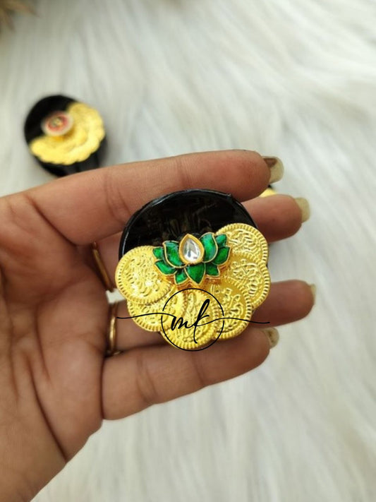 CORA Green Lotus Kundan Claw