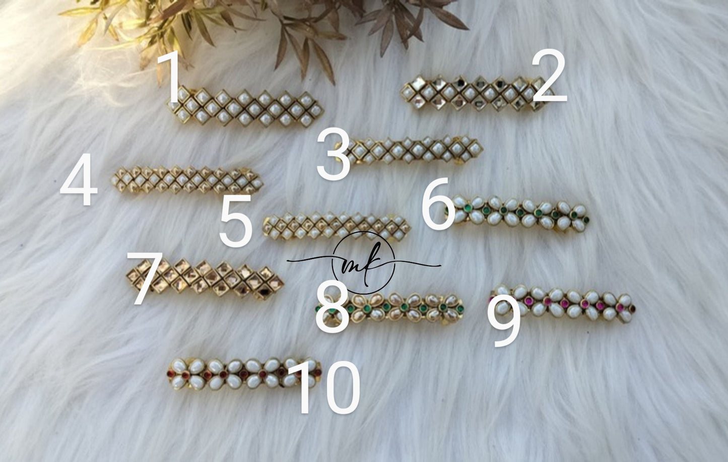 White Kundan Center clip