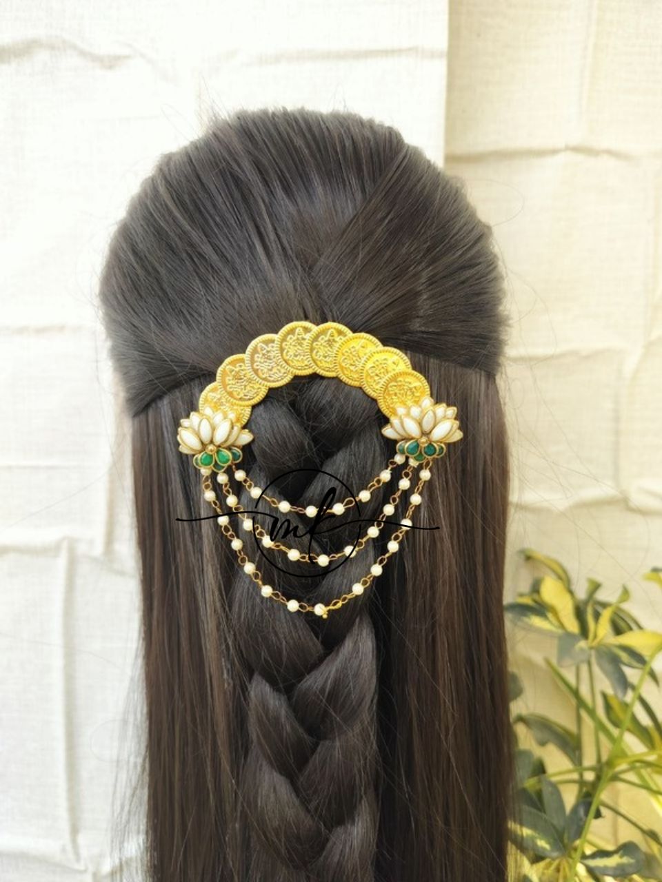 Iyal White Lotus Coin Hair Brooch
