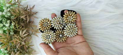 White Gold kundan Hair Ties