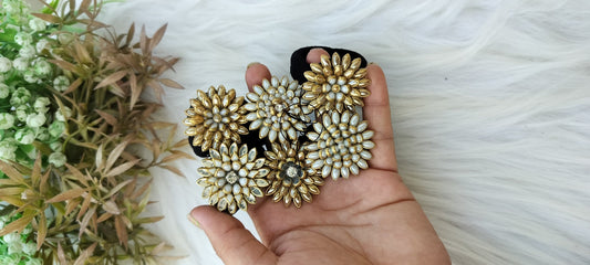 White Gold kundan Hair BROOCH