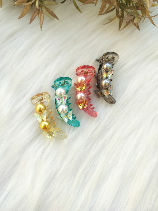 Crystal Butterfly Premium banana clip - V type - small size